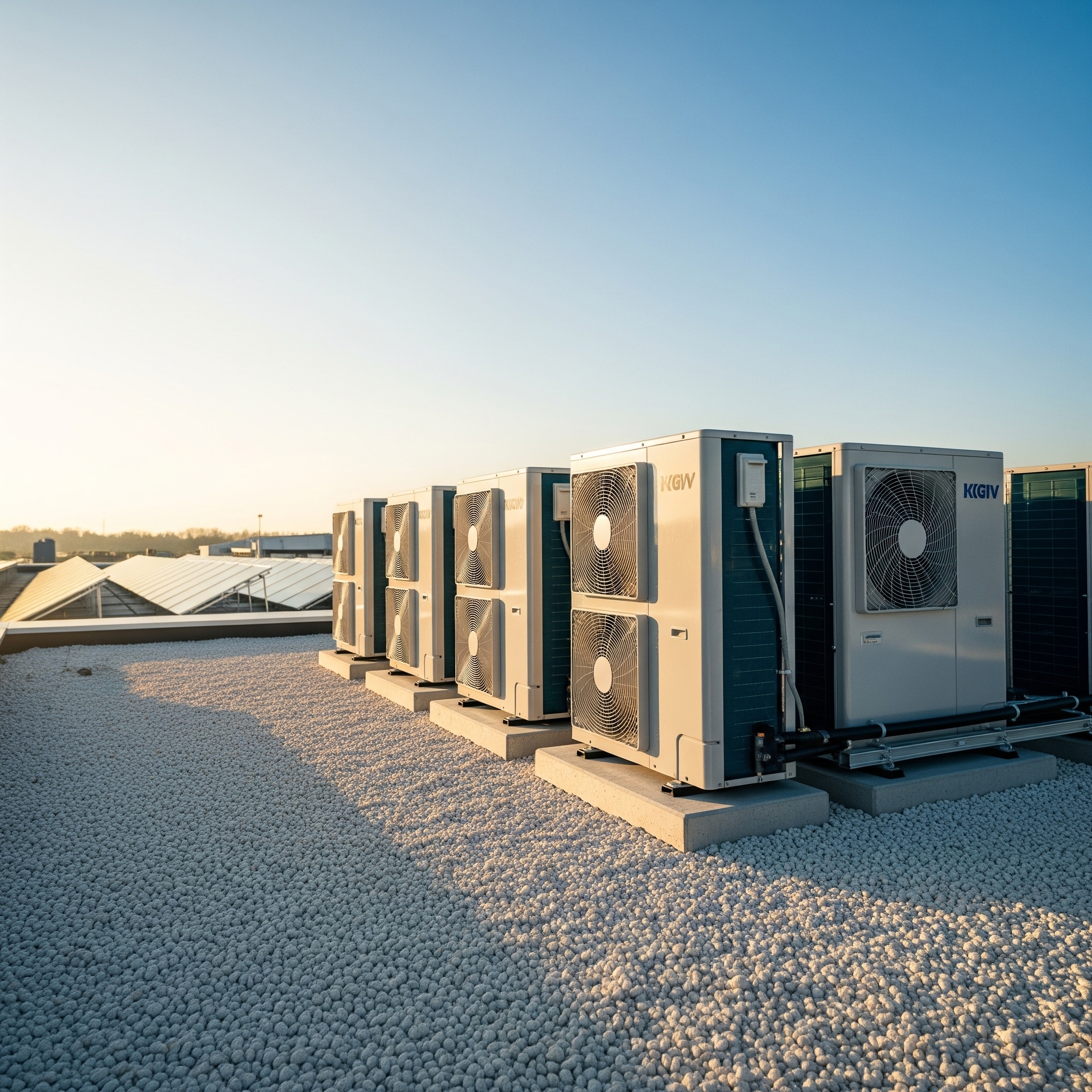 Unidades de aerotermia instaladas en tejado de empresa en Jerez