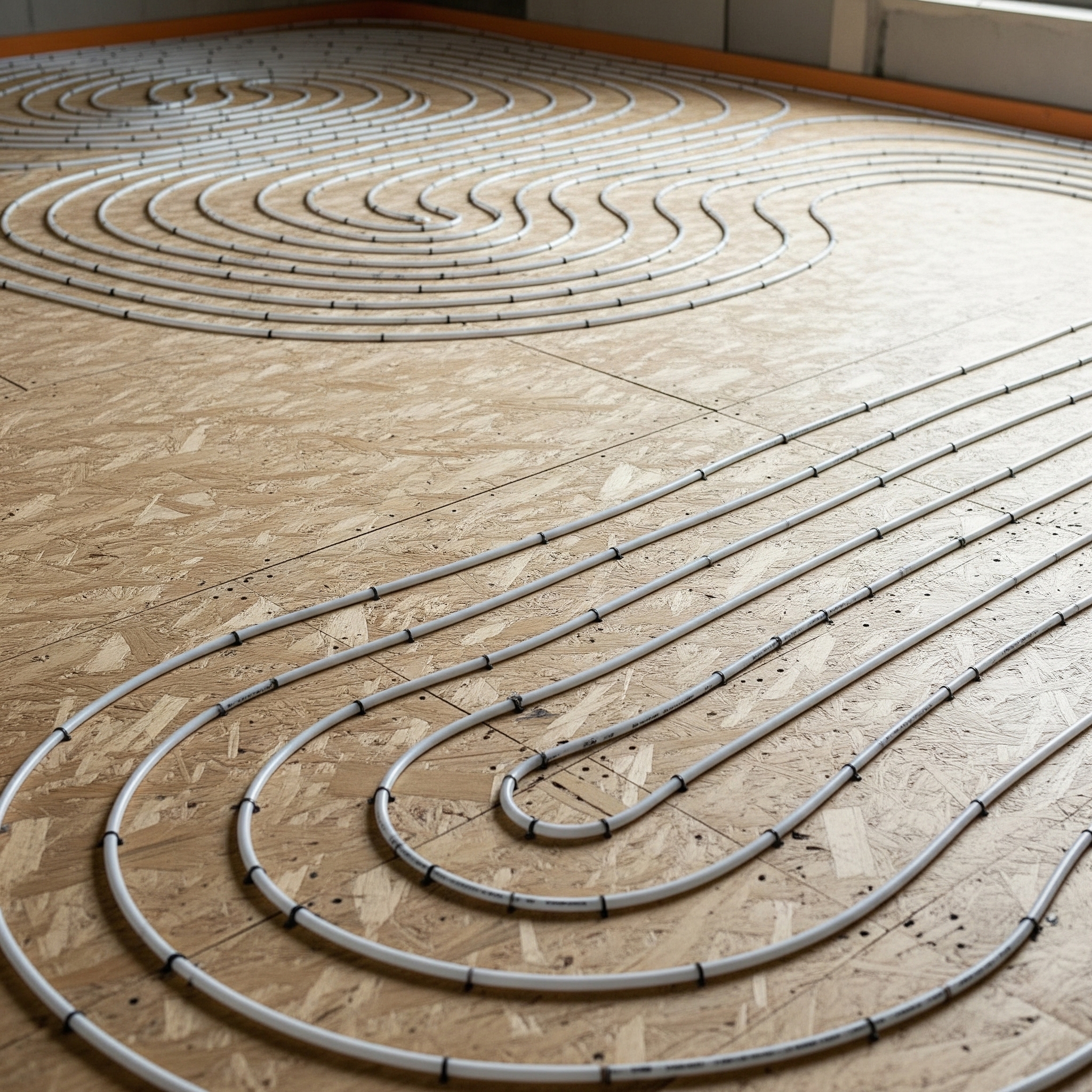 Detalle de instalación de suelo radiante con aerotermia